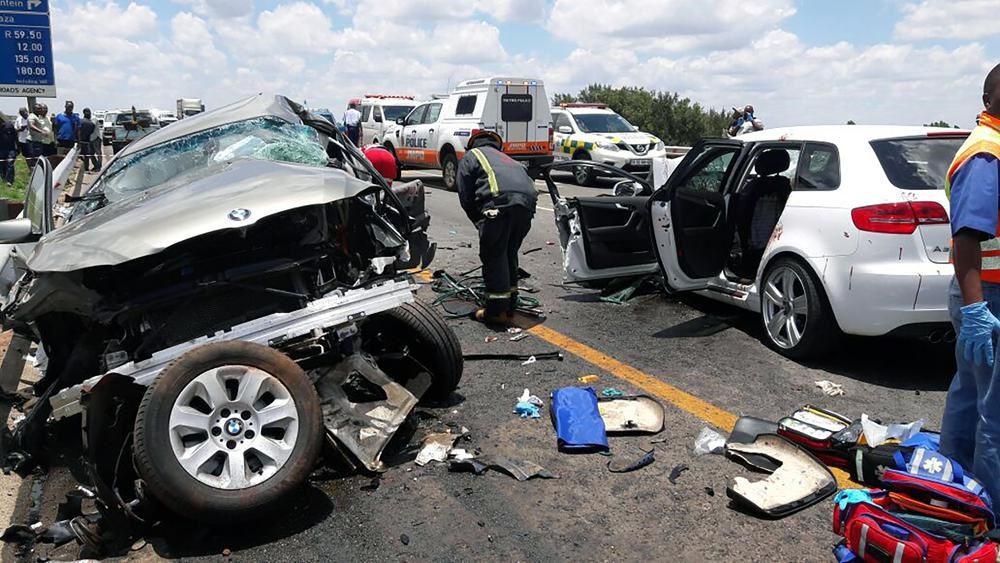 Both cars were destroyed in this crash on Saturday in Sebokeng.