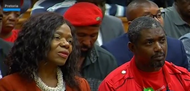 Former Public Protector Thuli Madonsela listens intently to
the judgement on the state capture report

