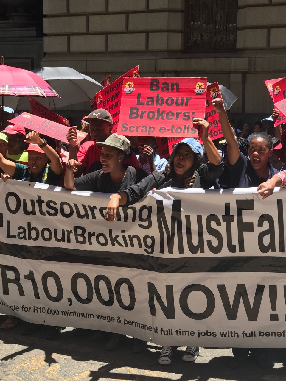 #outsourcingmustfall and Saftu members march to the Gauteng premiers office. Picture: Supplied