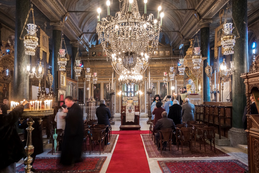 Epiphany ceremony in Yenikoy Panaghia Greek Orthodox church. 