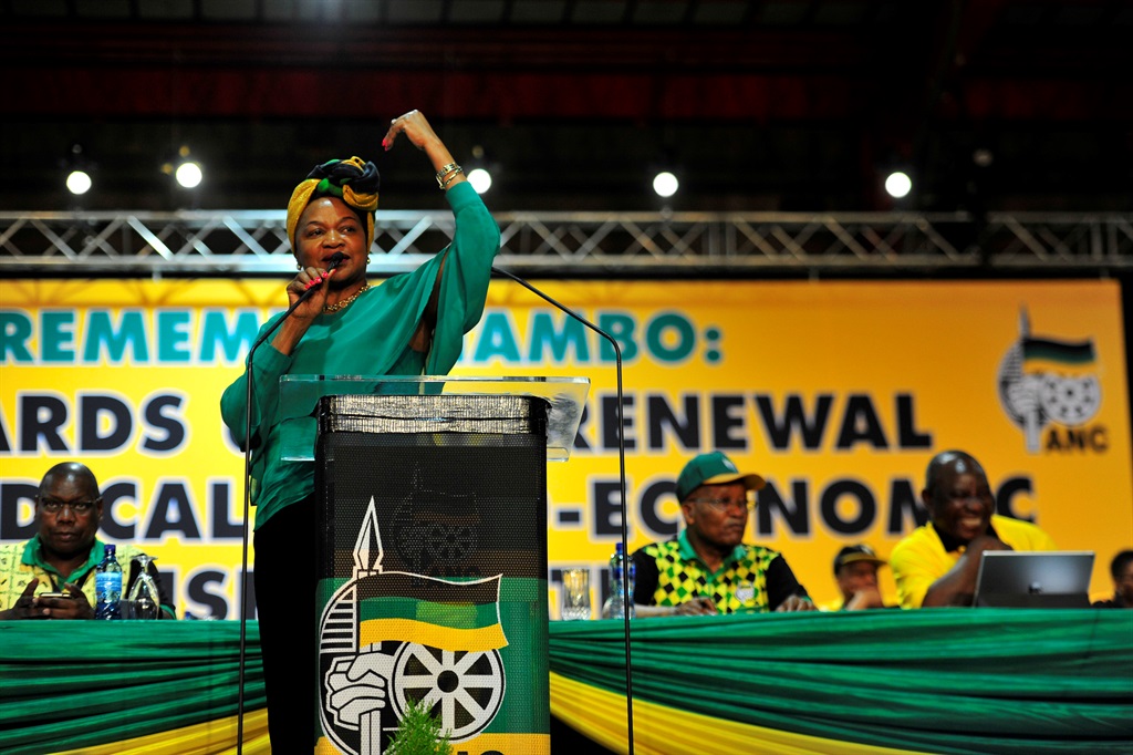 Speaker of Parliament Baleka Mbete addresses the ANC national conference. Picture: Tebogo Letsie 