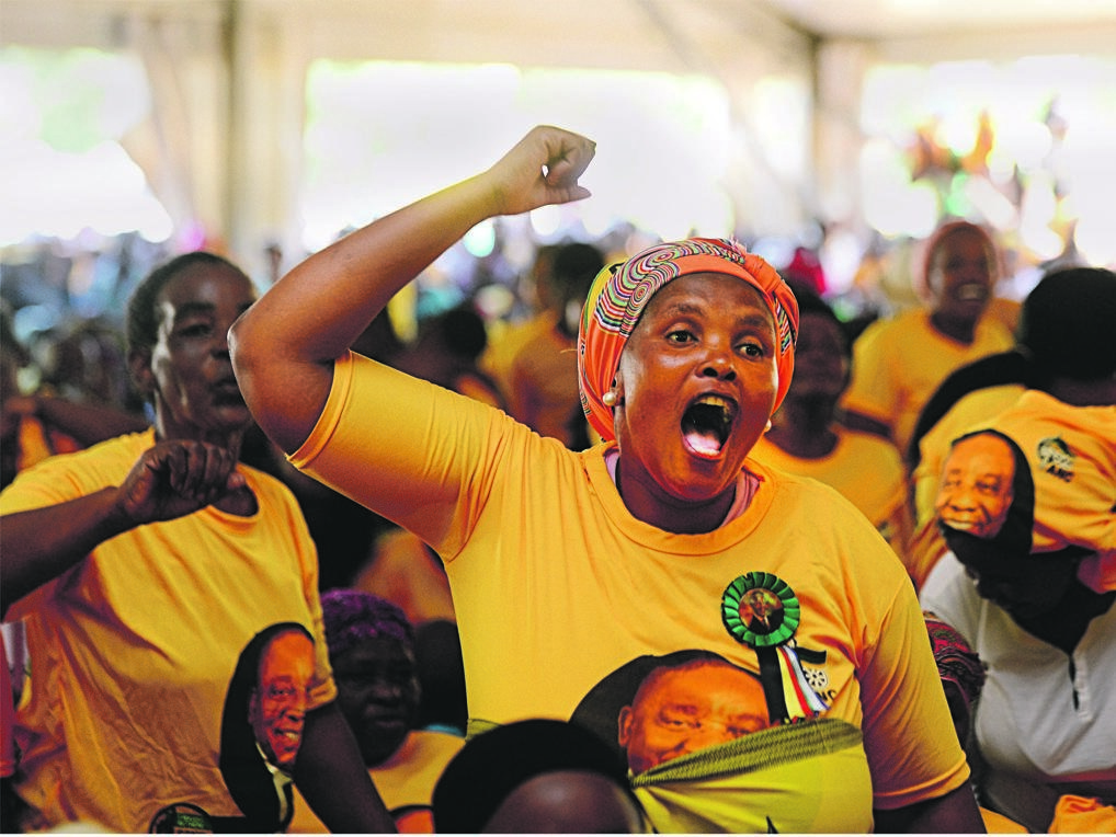 ANC youth league members sing struggle songs 