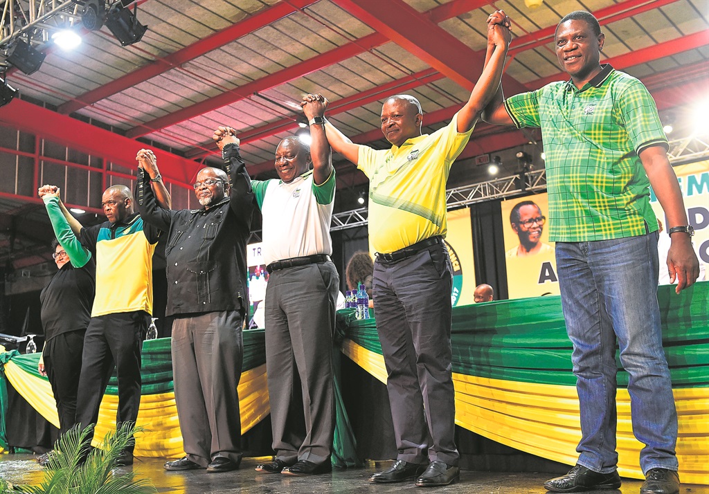 The new ANC elite consists of Jessie Duarte, Ace Magashule, Gwede Mantashe, Cyril Ramaphosa, David Mabuza and Paul Mashatile.                   Photo by Themba Makofane