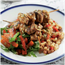 Chicken kebabs with samp and beans