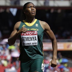 Caster Semenya looks up at her time following a women’s 800m round one heat at the World Athletics Championships at the Bird's Nest stadium in Beijing. Picture: David J. Phillip/AP