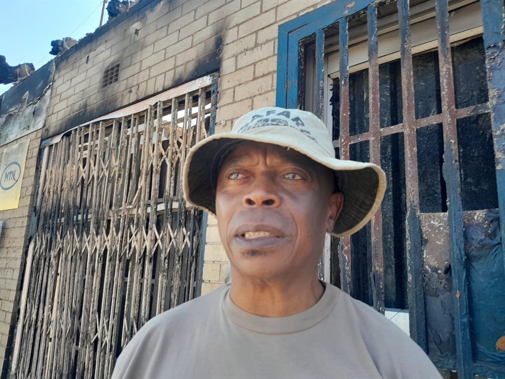 Joel Legodi, who lost everything when his shop caught fire. Photo by Happy Mnguni