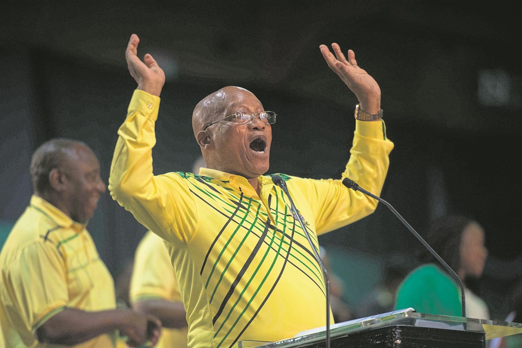 Jacob Zuma sings during his last speech as president of the ANC. Picture: Deaan Vivier