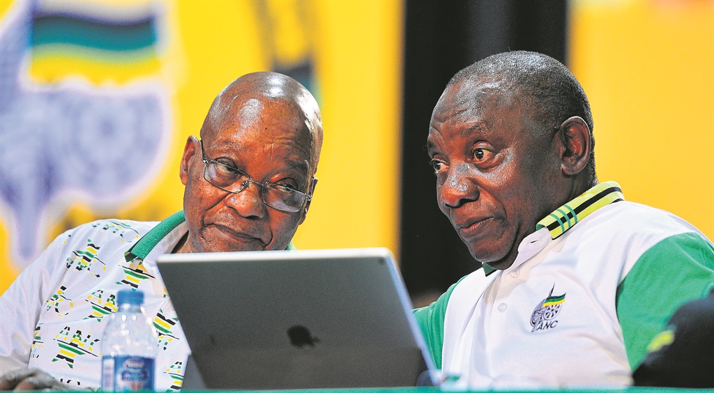 Jacob Zuma and Cyril Ramaphosa at the ANC elective conference. Picture: Themba Makofane
