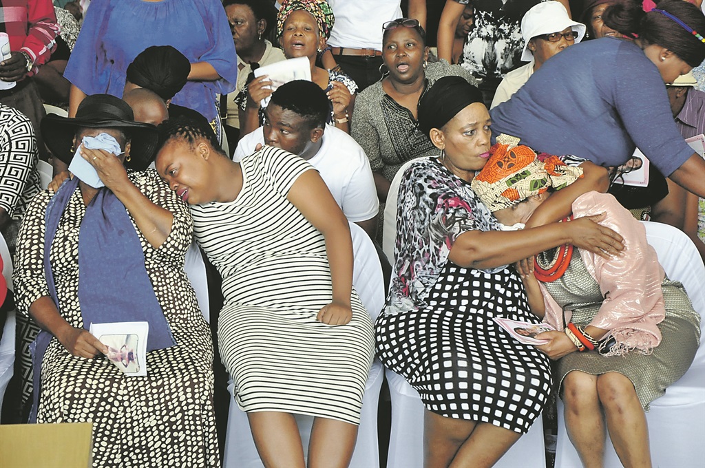 Lara Kruger’s relatives couldn’t hold back their tears at her memorial service.     Photo byRapula Mancai 
