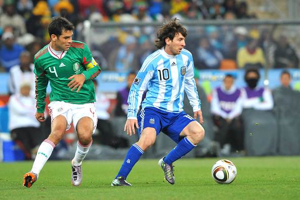 Lionel Messi of Argentina in action at the 2010 World Cup Finals