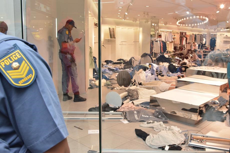 This H&M branch in Menlyn Mall, Pretoria, was vandalised  by protesters. Photo: Morapedi Mashashe