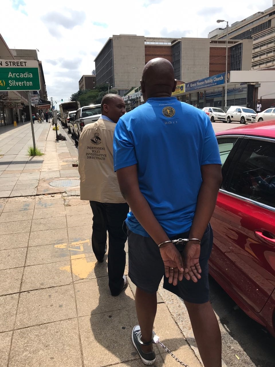 The arrest of a former crime intelligence officer who allegedly defrauded the crime intelligence fund of over R500 000. (Alex Mitchley, News24)