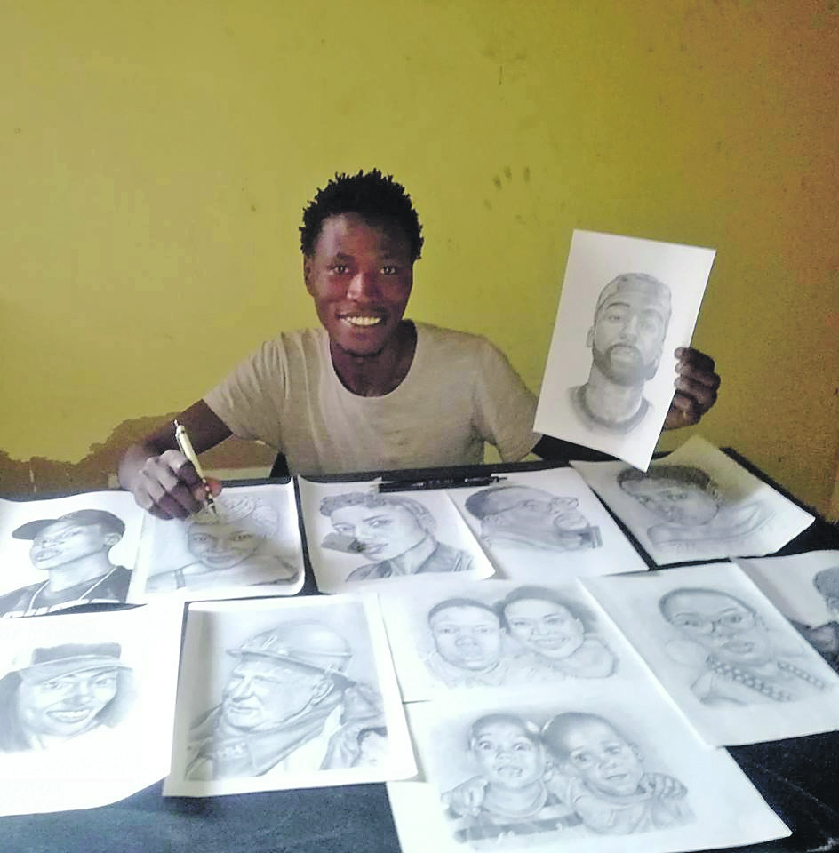Artist Heath Hlatshwayo loves to draw local celebrities.
