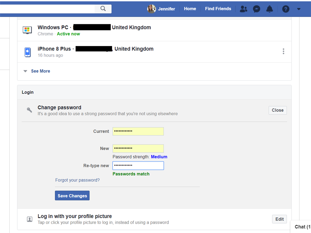 how to save your facebook password