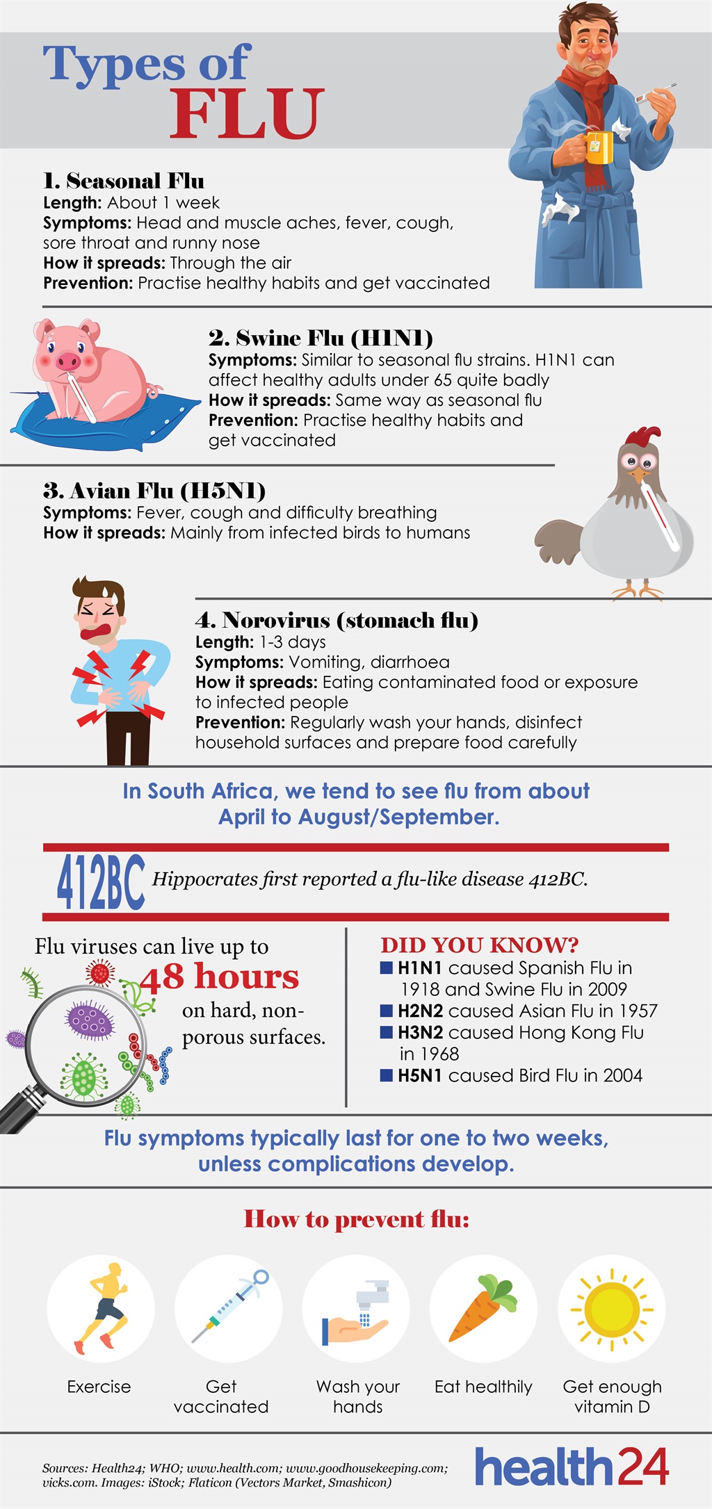 Types of flu infographic