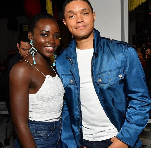 Trevor Noah and Lupita Nyong'o, who will be playing his mother in his film. Photo: Instagram 