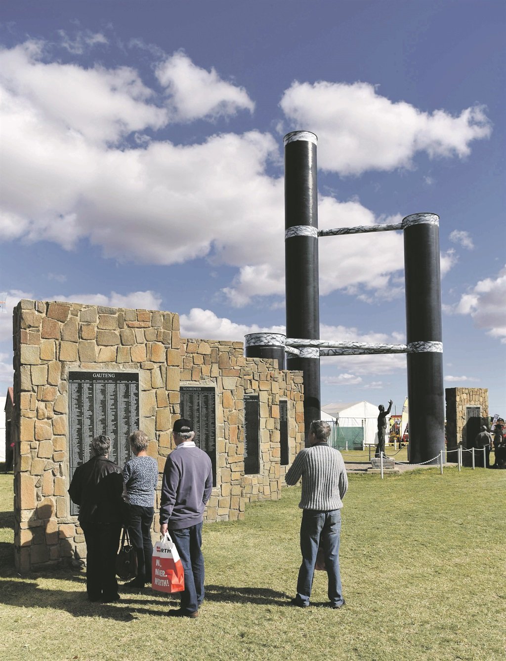 A monument at the 2018 Nampo in Bothaville in memory of farmers murdered on their farms. Picture: Tebogo Letsie/City Press