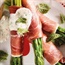 Parma ham wrapped asparagus with yoghurt dip