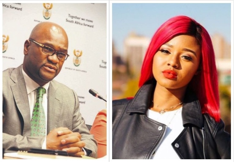 Minister of Arts and Culture Nathi Mthethwa and Babes Wodumo.