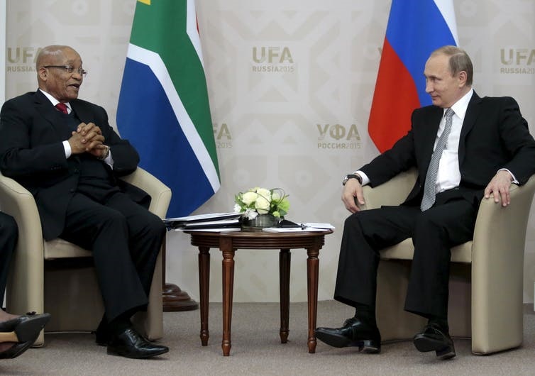 South Africa’s Jacob Zuma and Russia’s Vladimir Putin meeting in 2015. Should South Africa be relying on Russia for nuclear energy? Picture: Reuters/Ivan Sekretarev