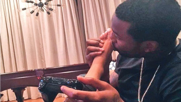 A 2016 Instagram pic of Rapper Meek Mill kissing then-girlfriend Nicki Minaj’s foot. Foot fetishes are one of the more common sexual predilections. Picture: Nicki Minaj Instagram