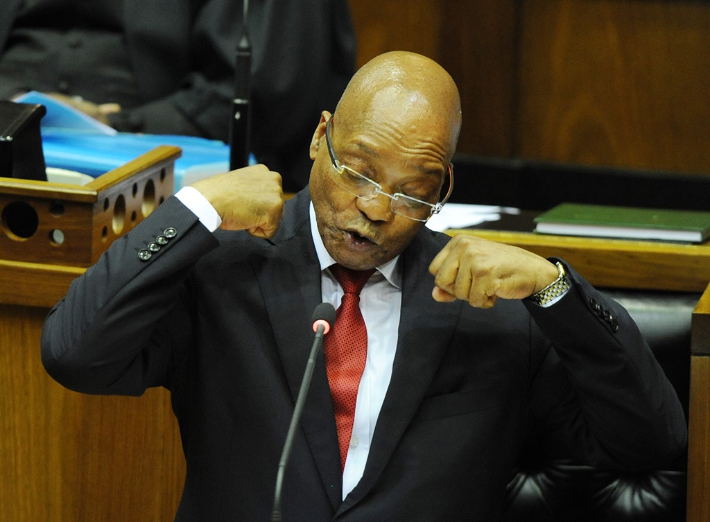 Jacob Zuma takes part in a budget debate in the National Assembly Chamber in 2015. Picture: Leanne Stander