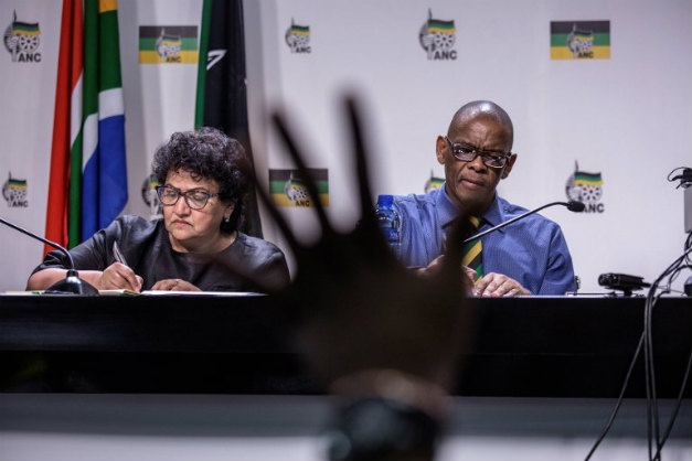 ANC Secretary General Ace Magashule during a press briefing at Luthuli House. (AFP)