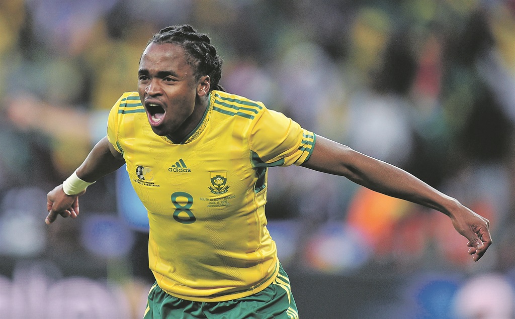Siphiwe Tshabalala after scoring the 2010 World Cup opening goal.        Photo by Getty Images