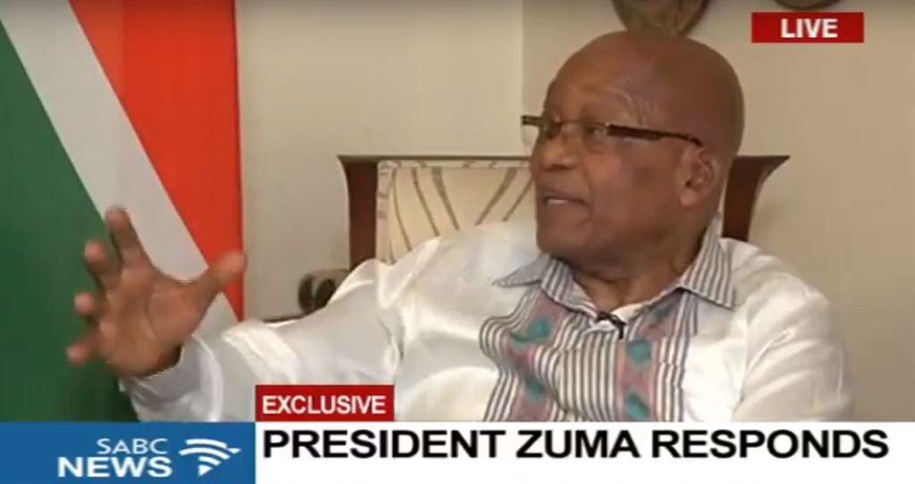 President Jacob Zuma talking to the SABC. Picture: Screengrab/YouTube