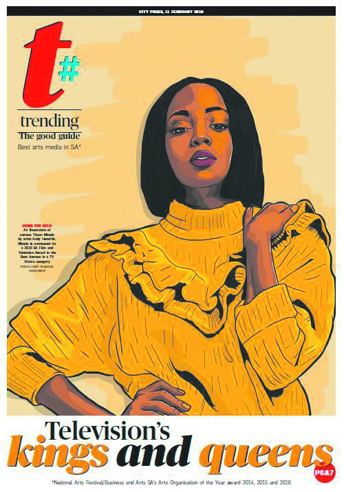 #Trending cover Andy Hendrixx’s illustration of actress Thuso Mbedu. 