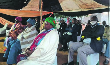 The Khosa family with a few mourners buried their son Collins Khosa at Ga-Wally Village on Saturday. 