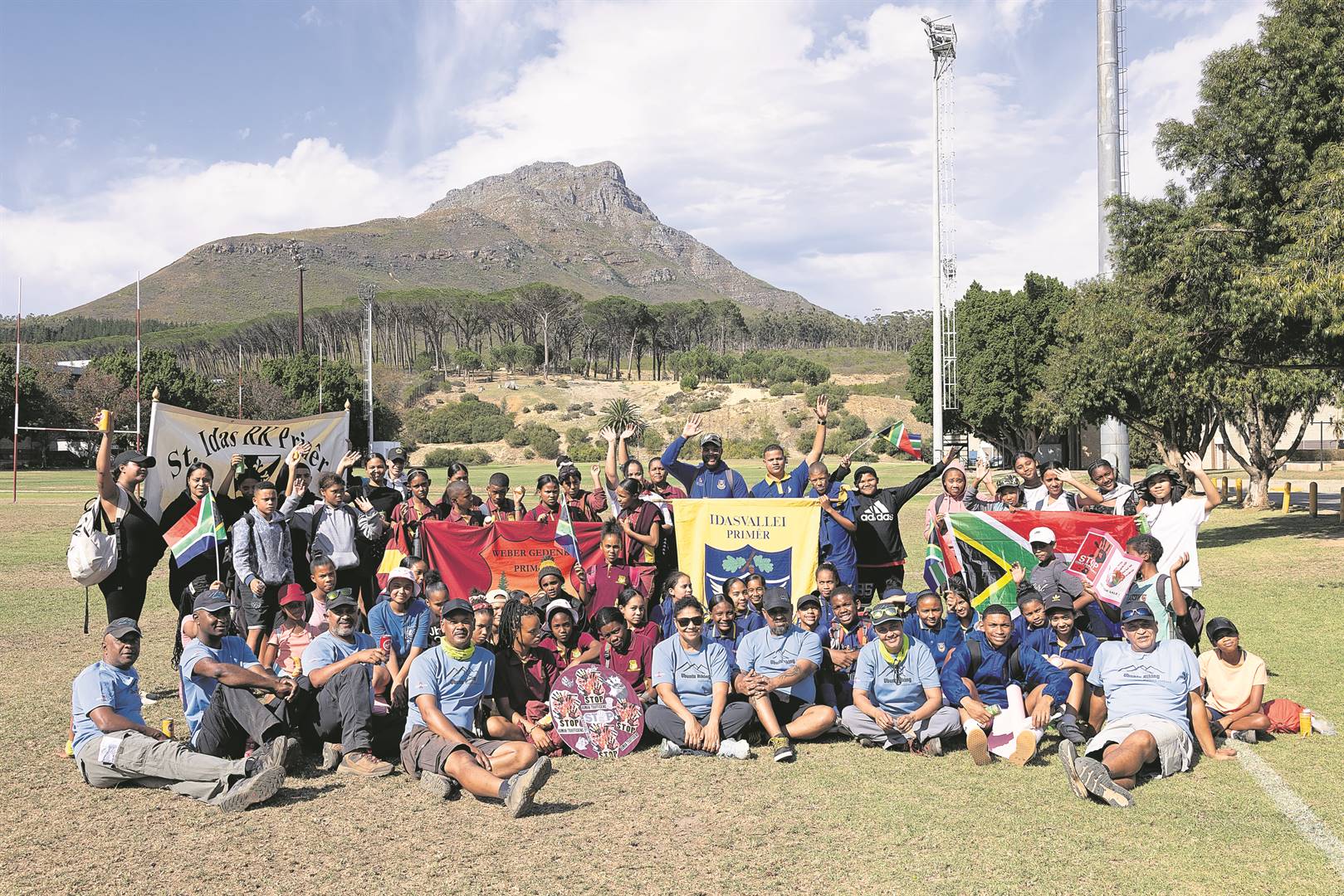 This group of 60 learners from four Stellenbosch schools joined Ubuntu Hiking on a hike to raise awareness on child trafficking. All four school principals are from the Jamestown area. Photos: Sonya Olivier