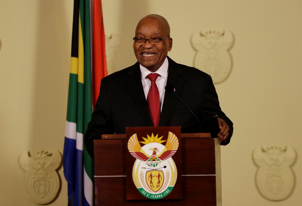 South African President Jacob Zuma addresses the nation at the Union Buildings in Pretoria. Picture: Themba Hadebe/AP