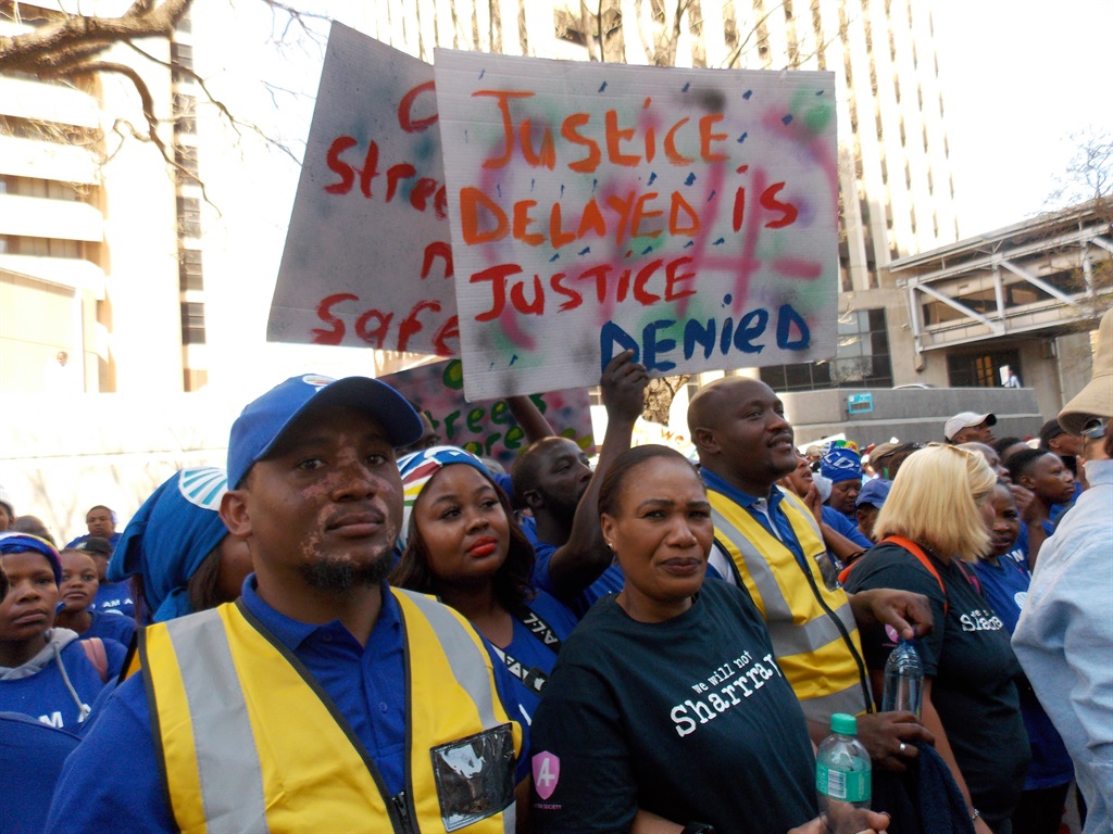 The DA marched to the office of Minister of Police Bheki Cele to ask him to step down on Tuesday. Photo by Aaron Dube