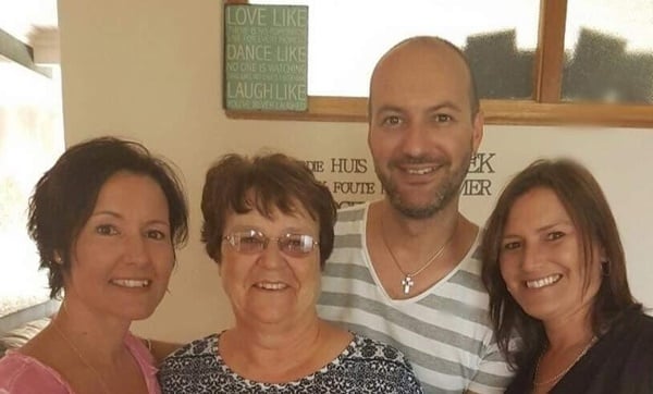 Wynand Breedt with his mom Beulah and sisters Lynette and Christelle. (Supplied)