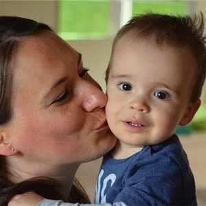 Mother holding her son 