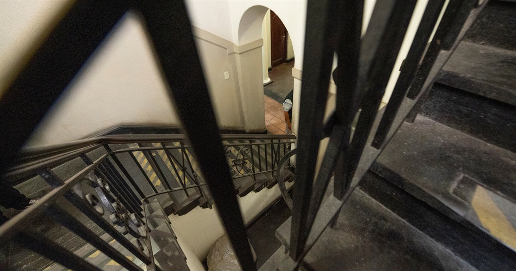 The stairs where Imam Haron was badly injured, see