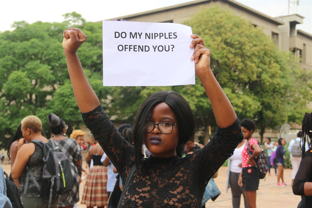 A student during a solidarity protest against rape culture at Wits University. Picture: Ndileka Lujabe