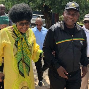 Winnie Madikizela-Mandela with President Cyril Ramaphosa in Soweto when she registered to vote last month. (Mahlatse Mahlase, News24)