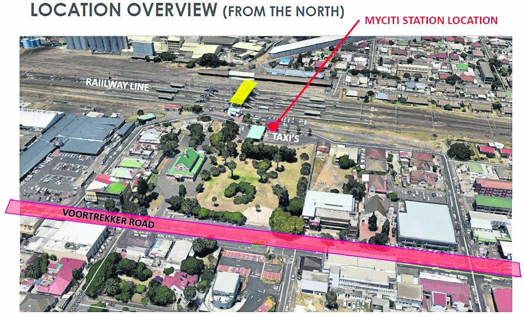 A map indicating the location of the new MyCiTi bus station in Maitland. The proposal is to turn Ferndale Drive and a short section of Station Road into one-way streets to improve traffic flow and pedestrian safety.