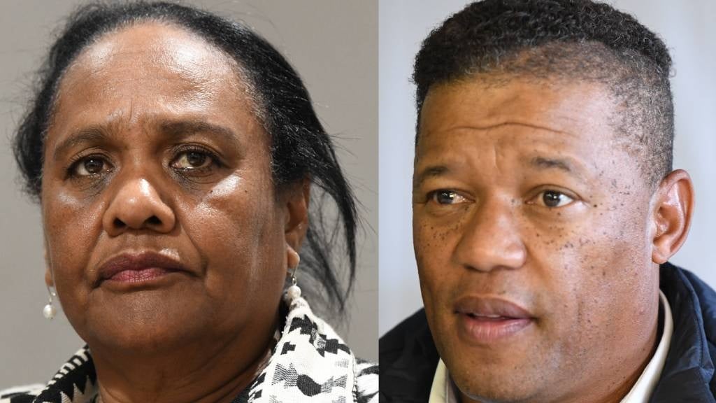 Nelson Mandela Bay Speaker Eugene Johnson (L) has her hands full with in-fighting within the investigative committee she appointed to probe fraud allegations against Mayor Gary van Niekerk.