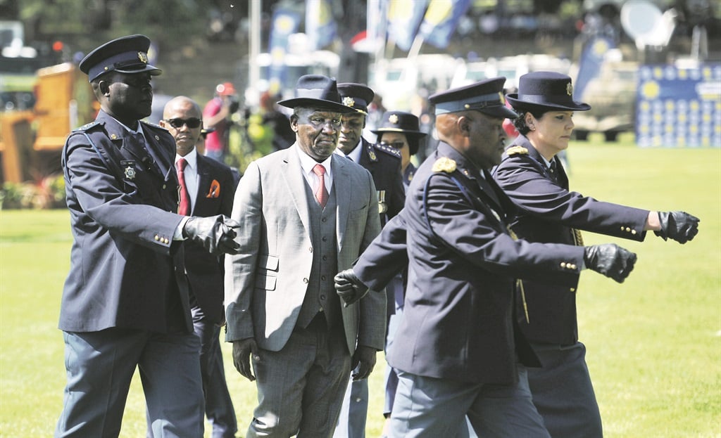 attention! Police Minister Bheki Cele was officially welcomed back to the SA Police Service at a parade in Pretoria on FridayPHOTO: Felix Dlangamandla