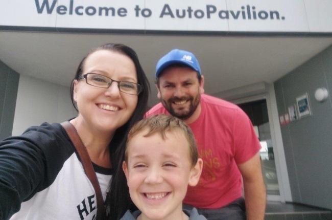 Amy-Lee Theron with her husband, Alfie, and their son, Logan. Their pothole video went viral on social media. (PHOTO: Supplied) 