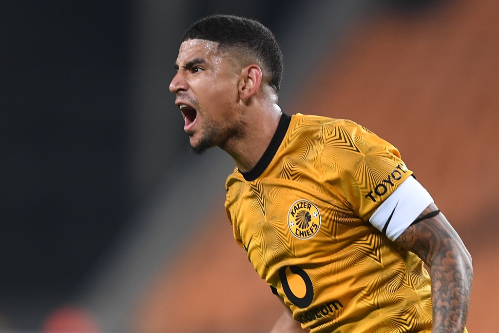 JOHANNESBURG, SOUTH AFRICA - OCTOBER 19: Keagan Dolly of Kazier Chiefs celebrates scoring a free kick during the DStv Premiership match between Kazier Chiefs and TS Galaxy at FNB Stadium on October 19, 2022 in Johannesburg, South Africa. (Photo by Lefty Shivambu/Gallo Images)
