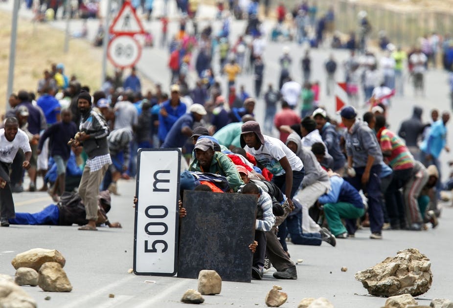 Protesters occupy a national highway in the Western Cape. Picture: EPA/Nic Bothma