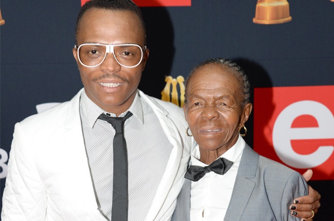 Somizi poses with his mother, veteran actor, Mary Twala. 