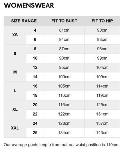 Woolworths Bra Size Chart