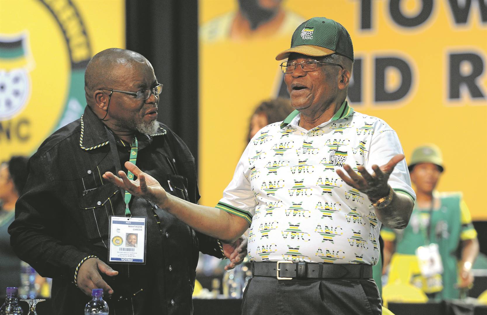 Gwede Mantashe and Jacob Zuma at the ANC's national conference in December 2017. (Felix Dlangamandla/Netwerk24)