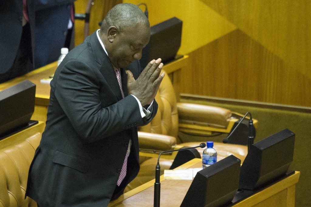 South-African President Cyril Ramaphosa in Parliament. (Rodger Bosch / AFP)