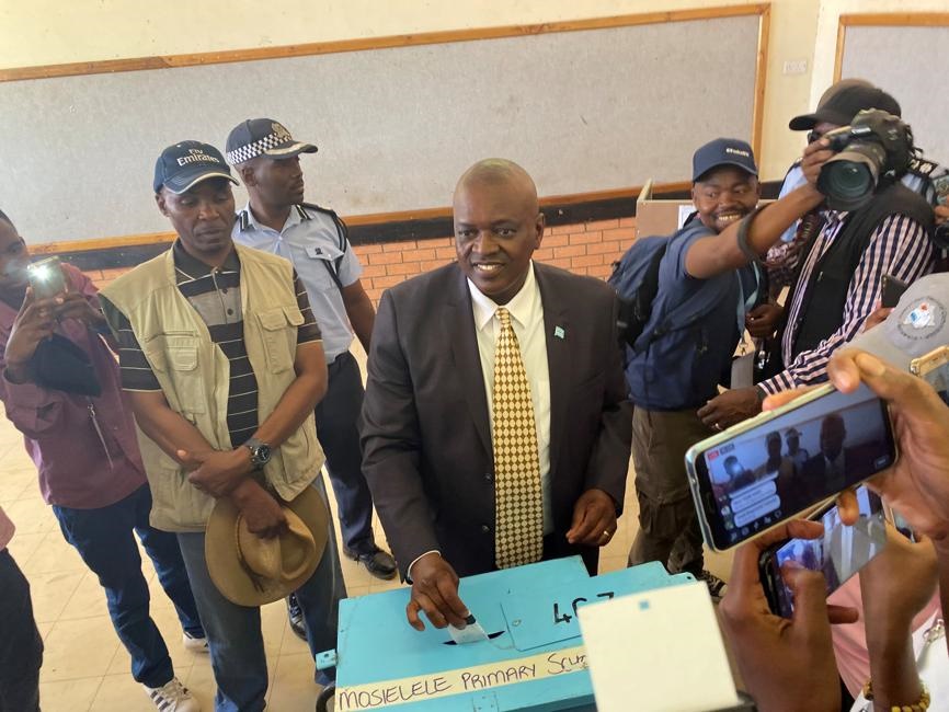 Botswana President and leader of the Botswana Democratic Party (BDP) Mokgweetsi Masisi casts his vote at his home village of Moshupa, in the Southern District of Botswana,  on October 23 2019. Picture: Siyabonga Sishi/Reuters